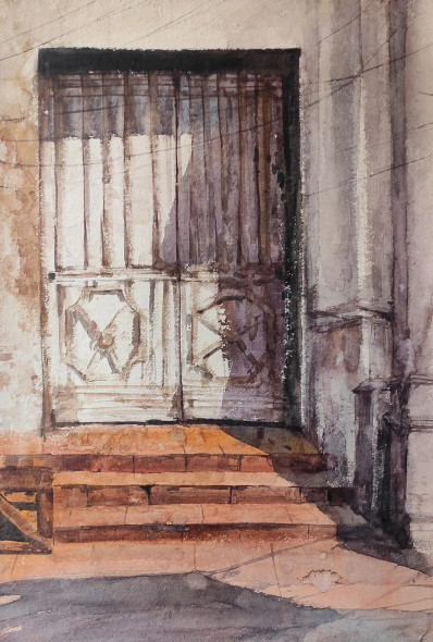 Gate (ART-7901-117704) - Handpainted Art Painting - 15in X 23in