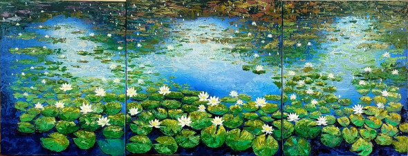 Lotus Of Time (ART-17784-118224) - Handpainted Art Painting - 30in X 78in