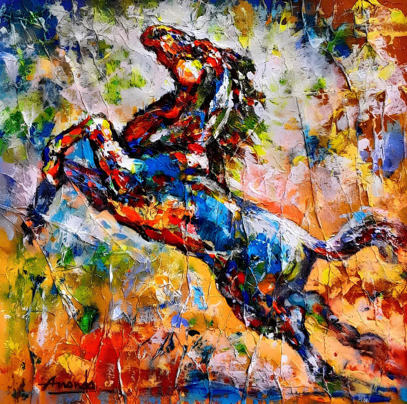 The Vanguard Horse: Solar Prosperity (ART-7456-118364) - Handpainted Art Painting - 12in X 12in