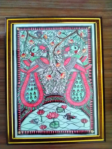 Peacock Handmade Madhubani Painting By Artistic Dreamrealm (ART-17998-118434) - Handpainted Art Painting - 11in X 16in