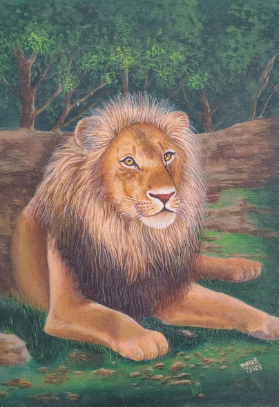 Loin (ART-15970-118374) - Handpainted Art Painting - 18in X 23in
