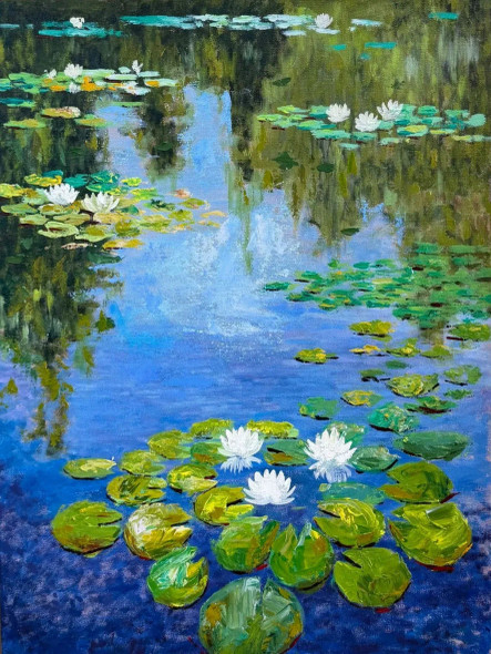 Lotus Verse (ART-17784-118372) - Handpainted Art Painting - 18in X 24in