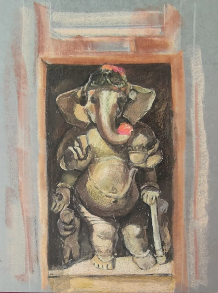 Sri Ganesh (PRT-7901-118295) - Canvas Art Print - 13in X 18in