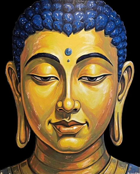 Golden Buddha In Black Background - 09/10 (PRT-7990-118350) - Canvas Art Print - 19in X 24in