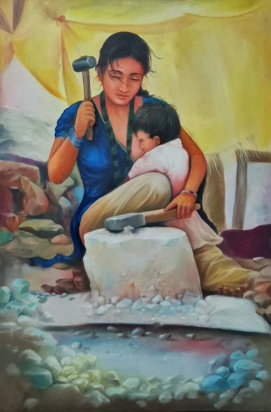 Hands Of Strength, Heart Of Grace (ART-2078-118488) - Handpainted Art Painting - 24in X 36in