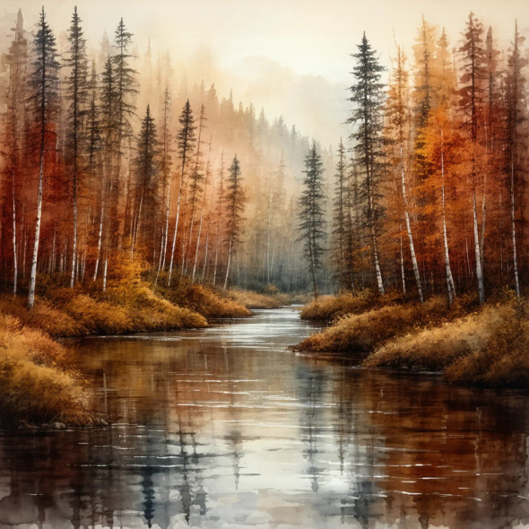 Where The Forest Holds Its Breath (PRT-8429-118192) - Canvas Art Print - 24in X 24in