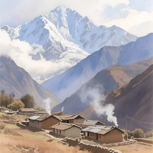 Smoke Rises Where The Mountains Listen (PRT-8429-118231) - Canvas Art Print - 18in X 18in