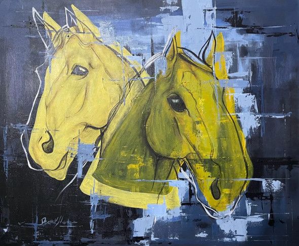 The Horse (ART-7929-118245) - Handpainted Art Painting - 36in X 30in