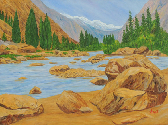 Alaknanda Majestic Form (PRT-2948-118597) - Canvas Art Print - 24in X 18in