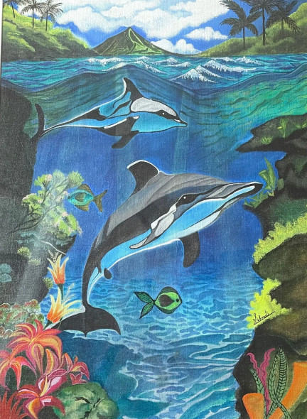 Whales In Ocean (PRT-17303-118633) - Canvas Art Print - 18in X 24in