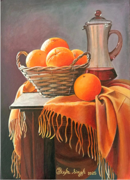 Still Life (ART-8424-118661) - Handpainted Art Painting - 12in X 18in