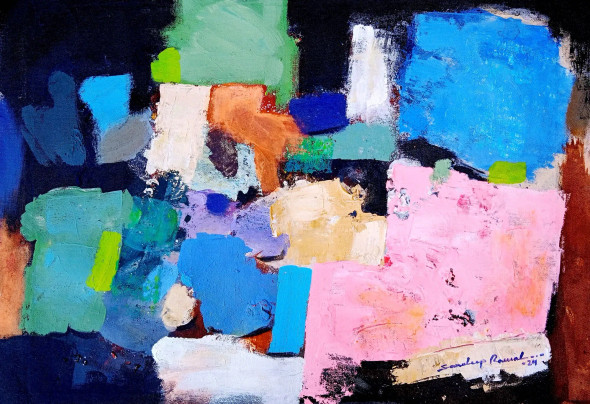 Some Pieces Of My Thinking 1 (Abstract) Painting (ART-5244-118614) - Handpainted Art Painting - 24in X 18in