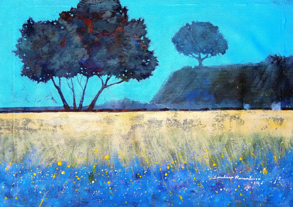 Far Away From City Life (Landscape) Painting (ART-5244-118618) - Handpainted Art Painting - 24in X 18in