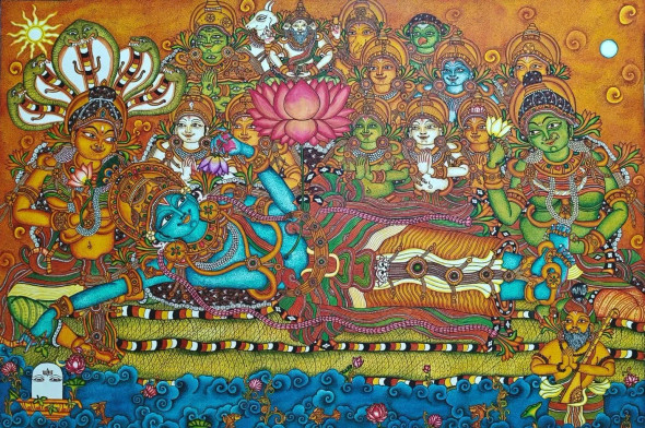 Ananthasayanam (ART-16453-118709) - Handpainted Art Painting - 80in X 55in