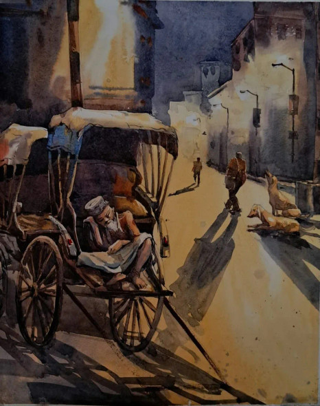 Cityscape (ART-18009-118582) - Handpainted Art Painting - 11in X 15in