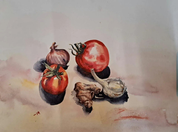 Still Life (ART-18009-118557) - Handpainted Art Painting - 11in X 15in
