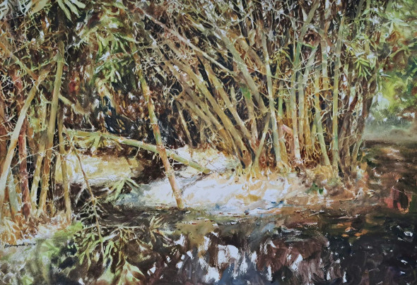 Landscape (ART-18009-118651) - Handpainted Art Painting - 30in X 22in