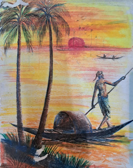 Landscape (ART-18009-118720) - Handpainted Art Painting - 15in X 11in