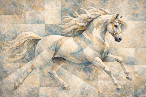 Running Horse Modern Art (PRT-7990-118701) - Canvas Art Print - 24in X 16in