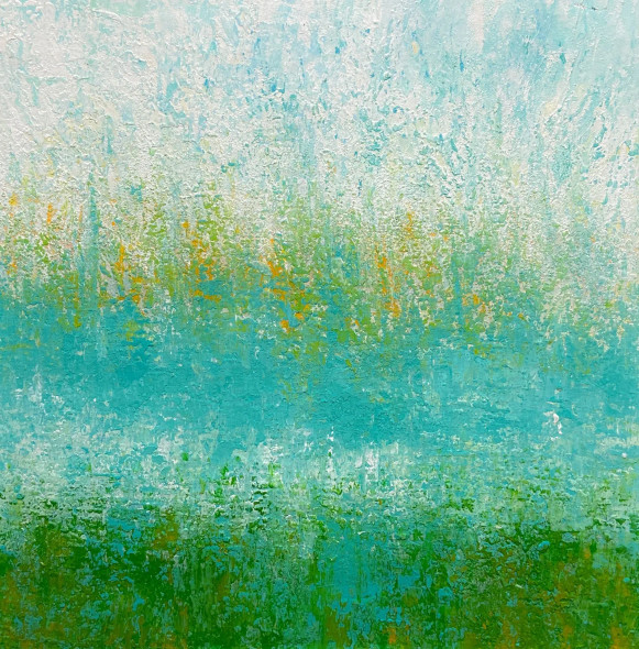 Green Stillness (ART-8156-118760) - Handpainted Art Painting - 20in X 20in