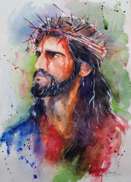 Christ With Crown Of Thorns (PRT-17209-118771) - Canvas Art Print - 22in X 30in