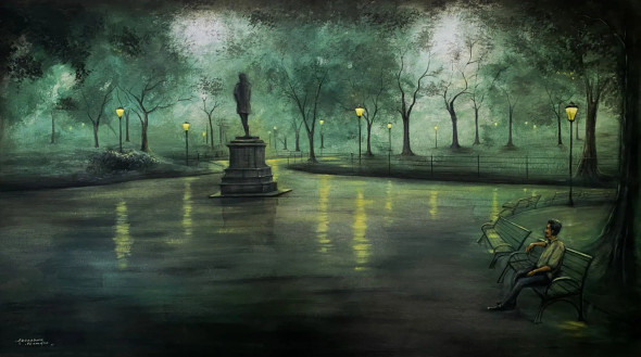 Park View (ART-3512-118892) - Handpainted Art Painting - 56in X 30in