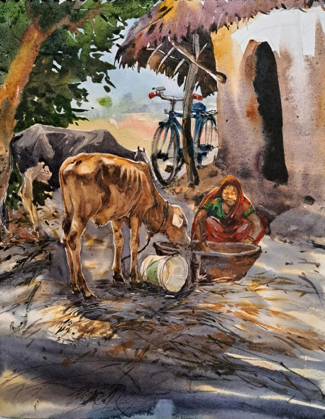 Landscape (ART-18009-118828) - Handpainted Art Painting - 11in X 15in