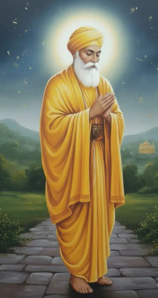 Guru Nanak Dev Ji Painting (ART-3319-118859) - Handpainted Art Painting - 24in X 48in