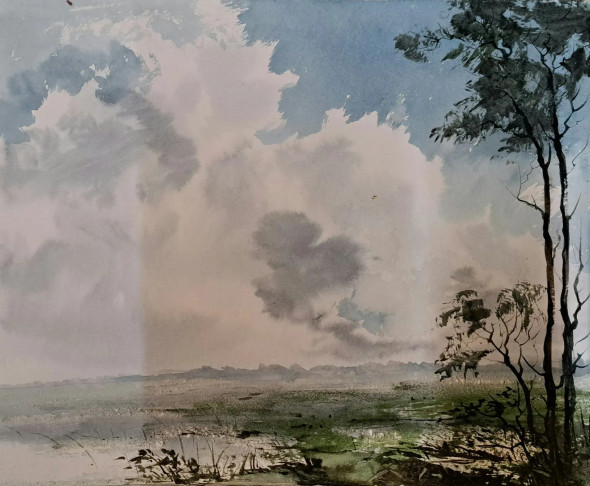 Landscape (ART-18009-118837) - Handpainted Art Painting - 11in X 15in