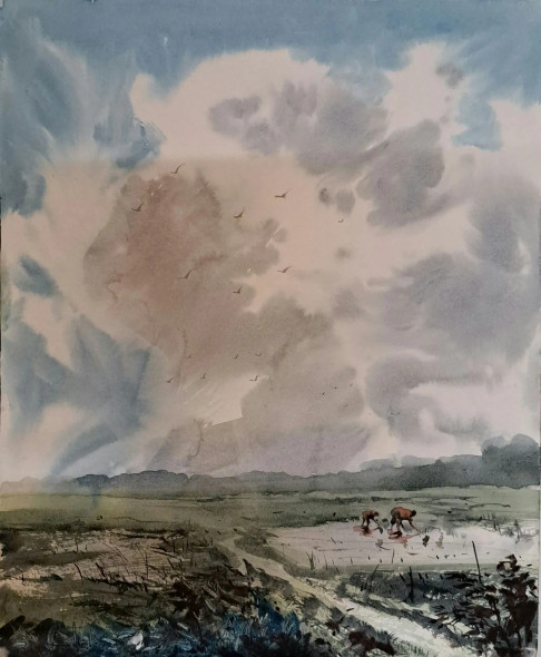 Landscape (ART-18009-118836) - Handpainted Art Painting - 11in X 15in