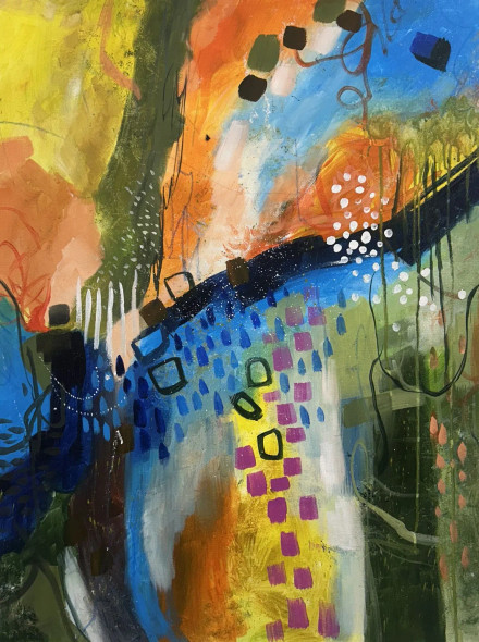 Colorful Abstract Painting | Original Handmade Contemporary Wall Art | Modern Decor (ART-16885-119130) - Handpainted Art Painting - 36in X 48in