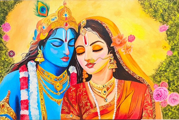 Divine Togetherness (ART-18084-119100) - Handpainted Art Painting - 30in X 20in