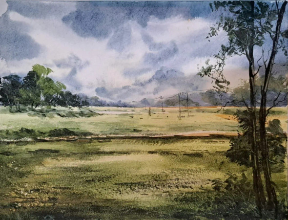 Landscape (ART-18009-119185) - Handpainted Art Painting - 14in X 11in