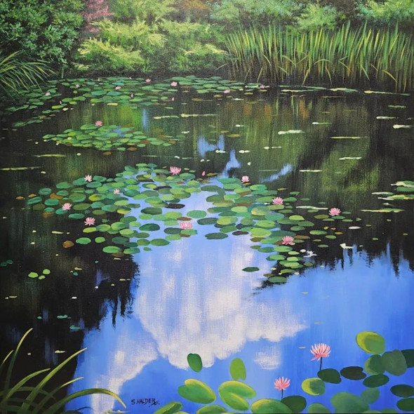 Reflections Of Tranquility (ART-6730-119159) - Handpainted Art Painting - 36in X 36in