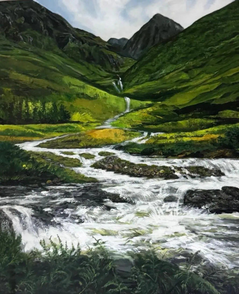 In The Heart Of Flow (ART-18113-119311) - Handpainted Art Painting - 30in X 40in