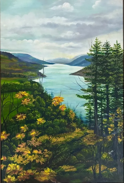 Whispers Of Autumn Stillness (ART-18113-119307) - Handpainted Art Painting - 24in X 36in