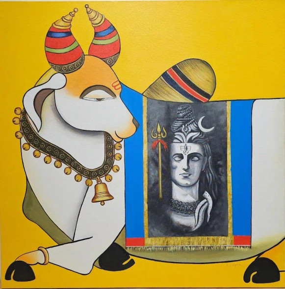 Sacred Bearer (ART-6730-119299) - Handpainted Art Painting - 36in X 36in