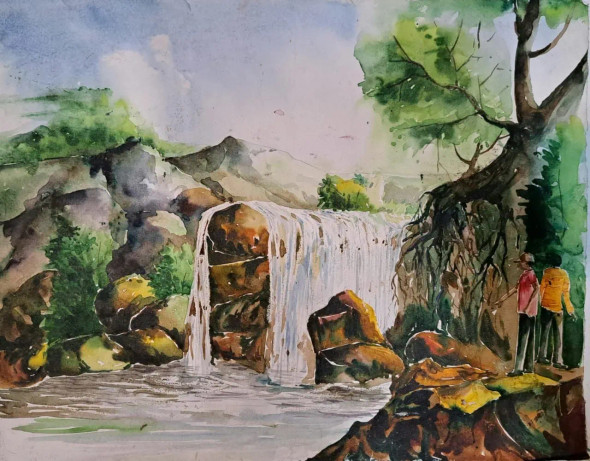 Landscape (ART-18009-119178) - Handpainted Art Painting - 14in X 11in