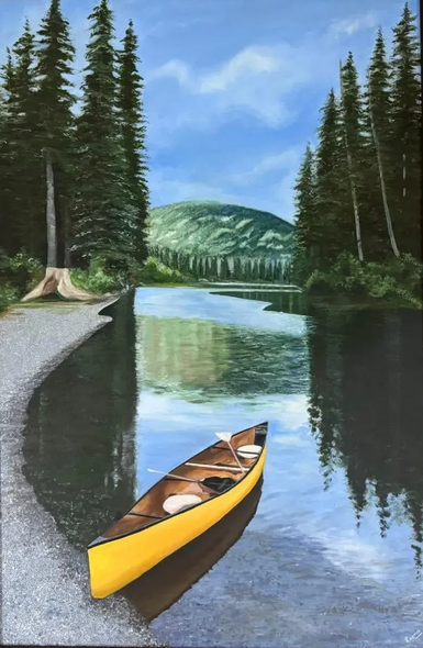 Drift Into Quite Blue (ART-18113-119308) - Handpainted Art Painting - 24in X 36in