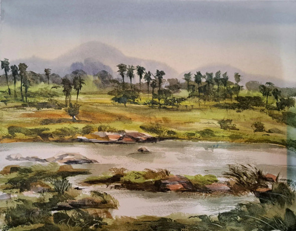 Landscape (ART-18009-118795) - Handpainted Art Painting - 14in X 11in