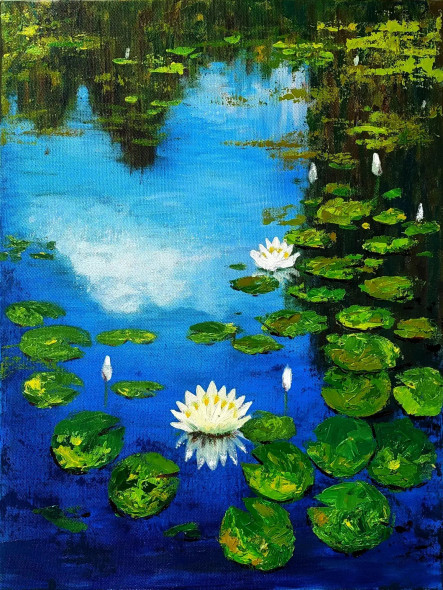 Stillness In Bloom (ART-17784-119240) - Handpainted Art Painting - 18in X 24in