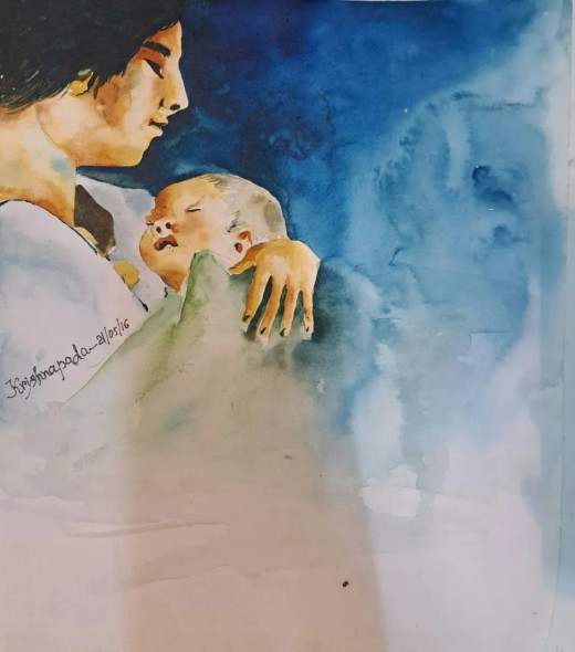 Mother Love (PRT-18009-119211) - Canvas Art Print - 16in X 18in