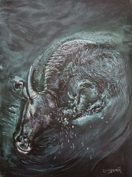 Whispers Of The Wild (ART-17927-119349) - Handpainted Art Painting - 10in X 13in