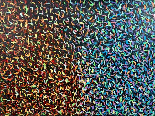 Colorful Abstract Pattern Painting | Original Handmade Contemporary Wall Art (ART-16885-119406) - Handpainted Art Painting - 48in X 36in