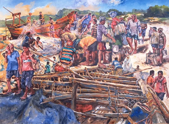 Landscape (ART-18009-119447) - Handpainted Art Painting - 30in X 22in