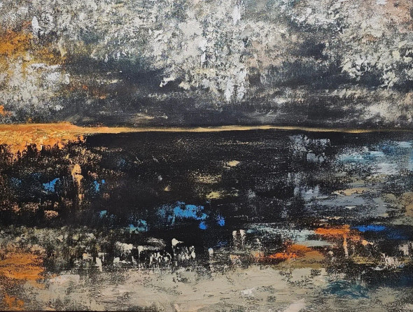 Echoes Of The Horizon – Contemporary Abstract Landscape (ART-6730-119507) - Handpainted Art Painting - 40in X 30in