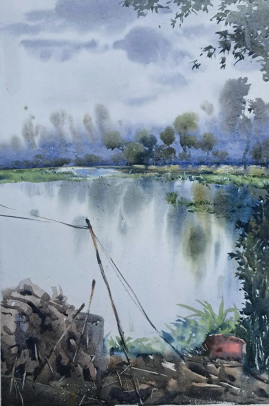 Landscape (ART-18009-119487) - Handpainted Art Painting - 13in X 20in