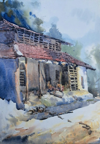 Landscape (ART-18009-119465) - Handpainted Art Painting - 22in X 15in