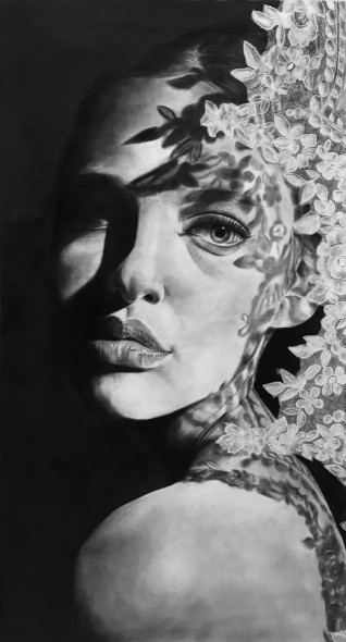 Shadow On Face (ART-18095-119527) - Handpainted Art Painting - 23in X 43in