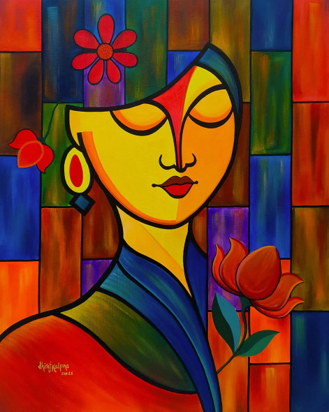 Blossoming Serenity (ART-17787-119430) - Handpainted Art Painting - 24in X 30in